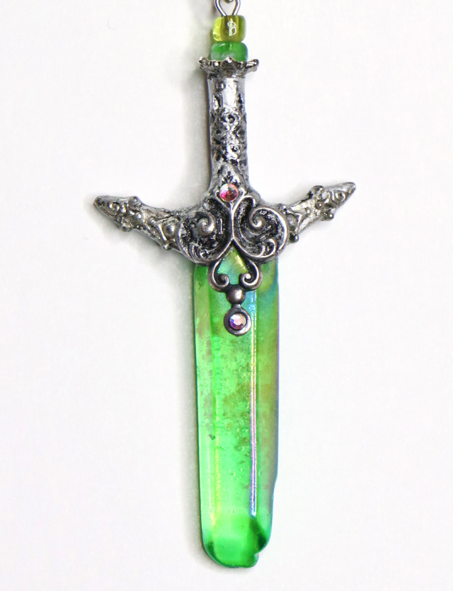 Crystal Sword Necklace - Elvish Green